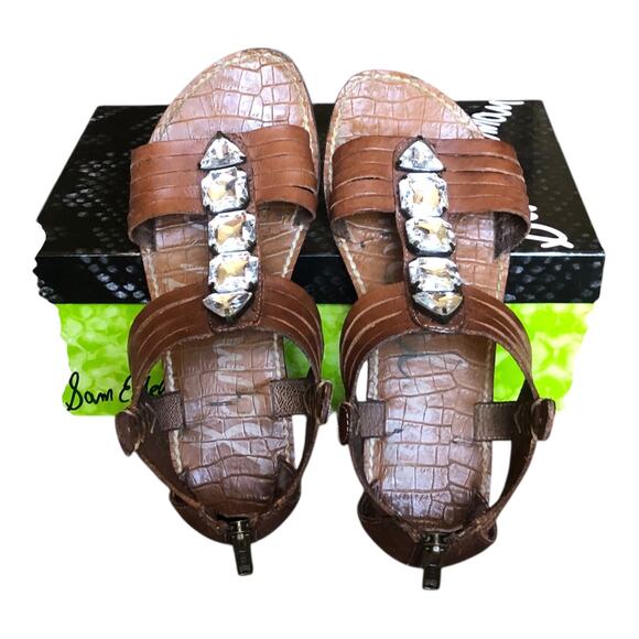 Sam Edelman Galina Coffee Bean Zip Back Leather Gladiator Sandals Womens Sz 7.5M - Picture 4 of 12